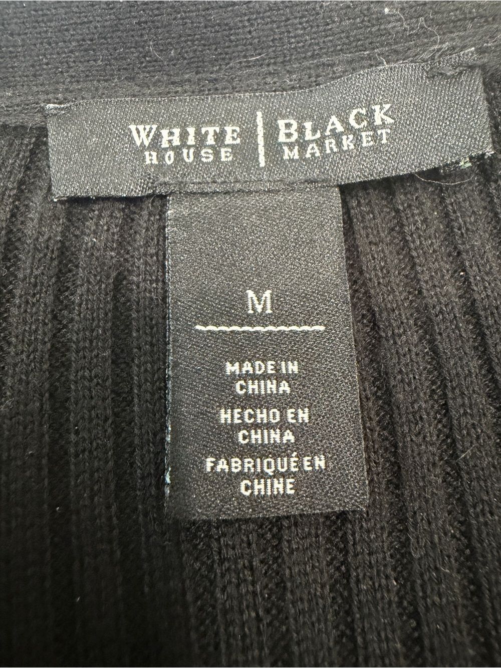 White House Black Market Ribbed Long Duster Cardigan WHBM Open Front Black M - Picture 9 of 12